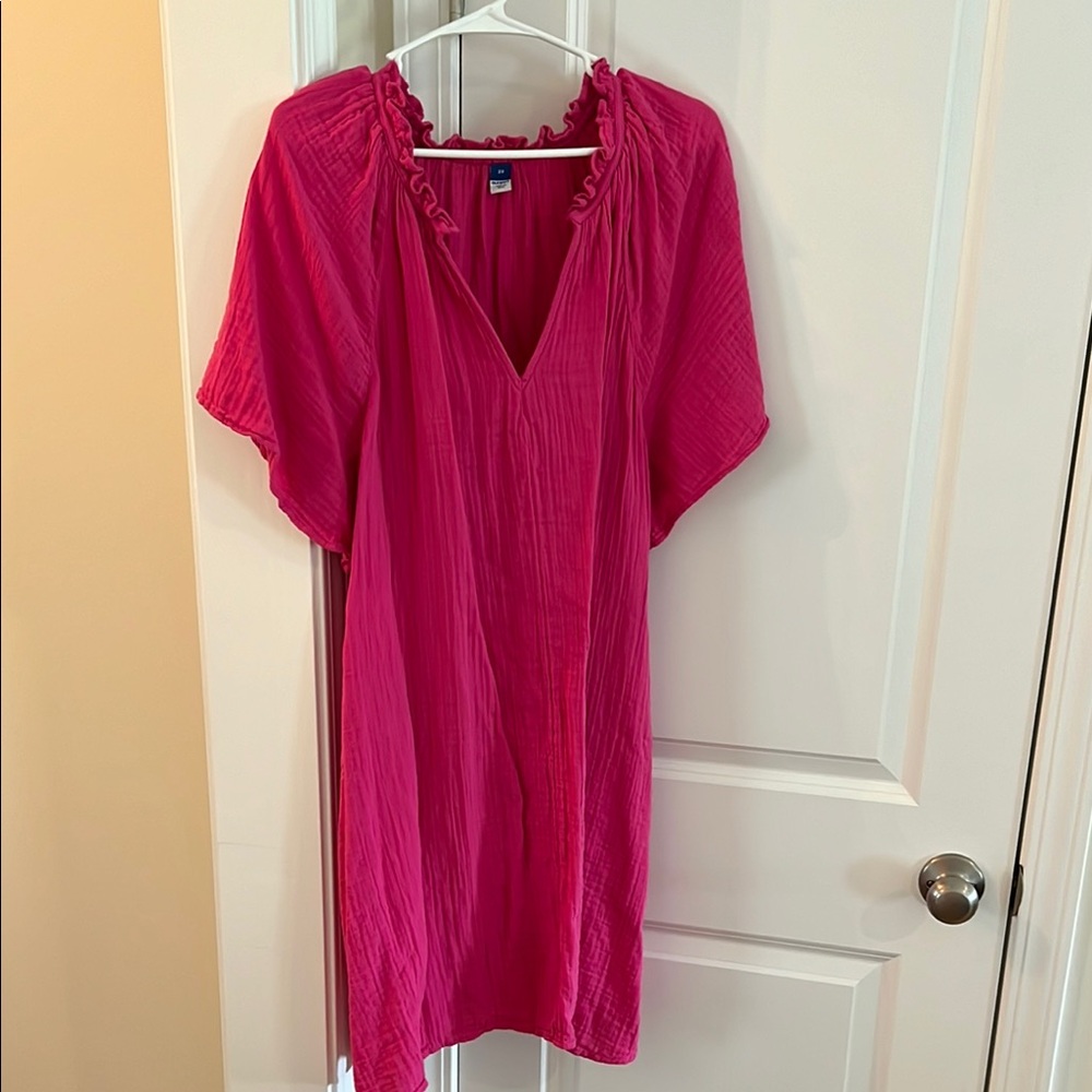 Old Navy Pink V-Neck Dolman Sleeve Midi Dress